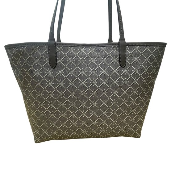 Lauren Ralph Lauren Women’s Gray Monogram Faux Leather Shoulder Straps Tote Bag - Picture 3 of 16